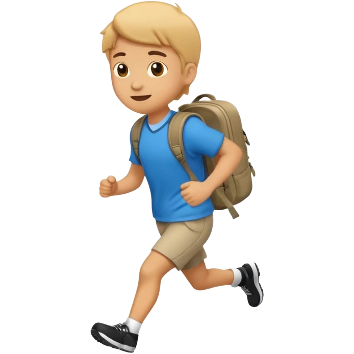 An emoji of a running schoolboy with a backpack, in a simplified, vector-like style similar to common emojis. Focus on clear silhouette and dynamic pose. emoji