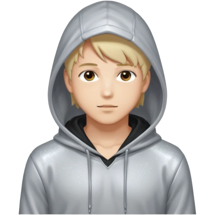 Sexy Handsome Shiny Sparkly Attractive Shoujo-Anime-style semi-realistic Man with a hoodie  emoji