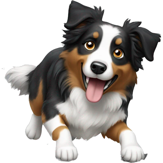 Anvil with australian shepherd jumping over emoji