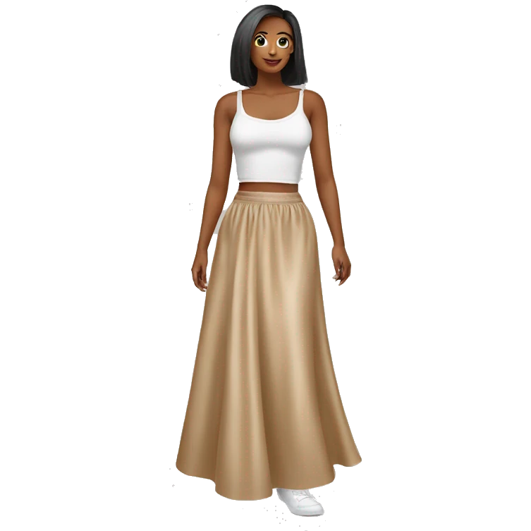 Beige Satin maxi skirt emoji