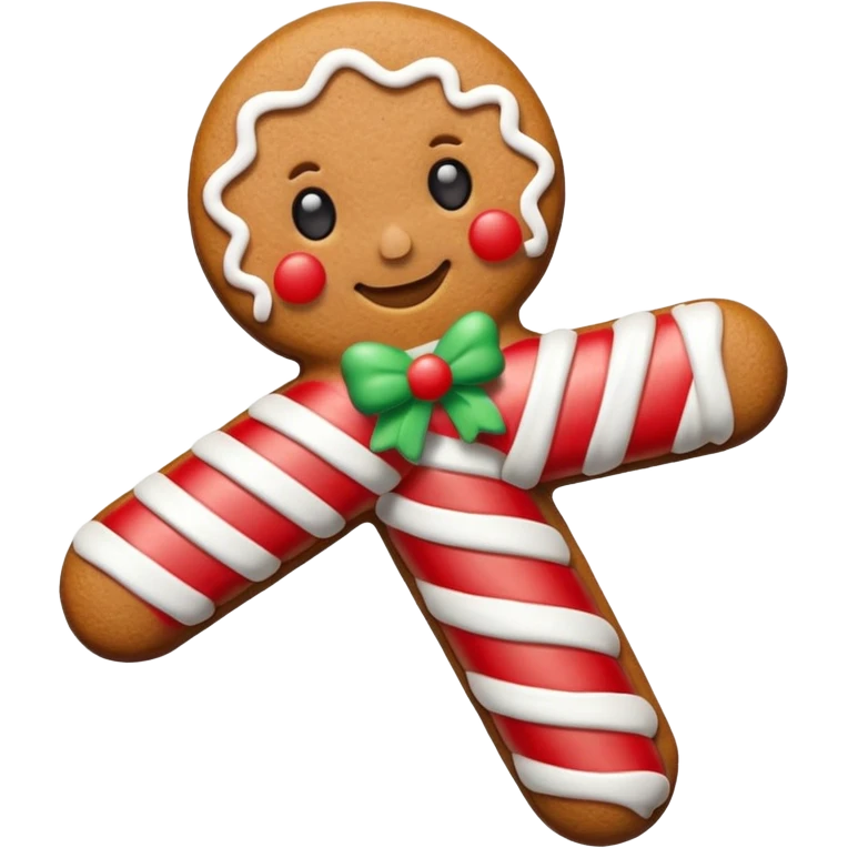 gingerbread cookie in candy cane shape emoji