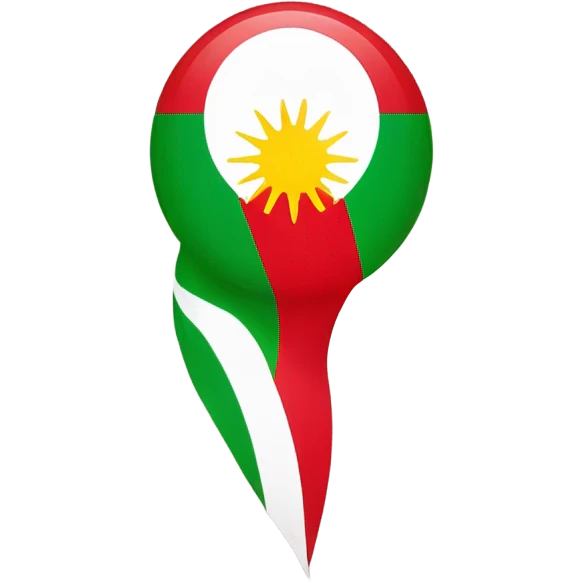 Kurdistan flag with red on top white in middle and green at bottom with a sun in middle emoji
