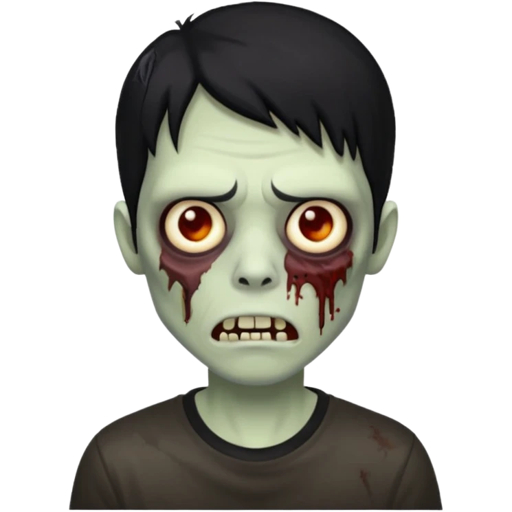 Zombie with a black hair and a shirt black rock emoji