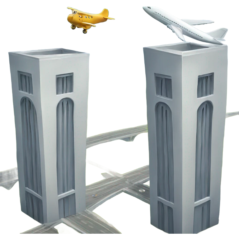 Two towers and a plane emoji