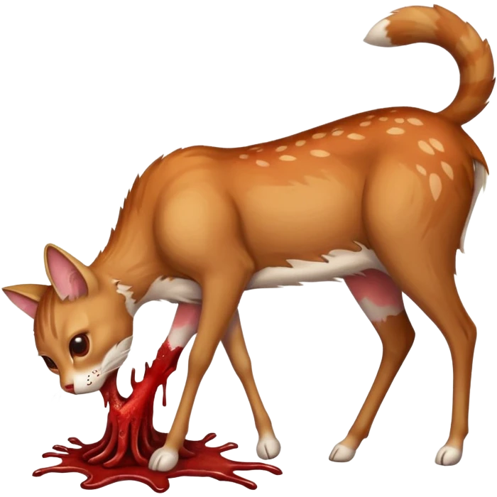 Cat kicking inside deer’s digesting stomach,  emoji
