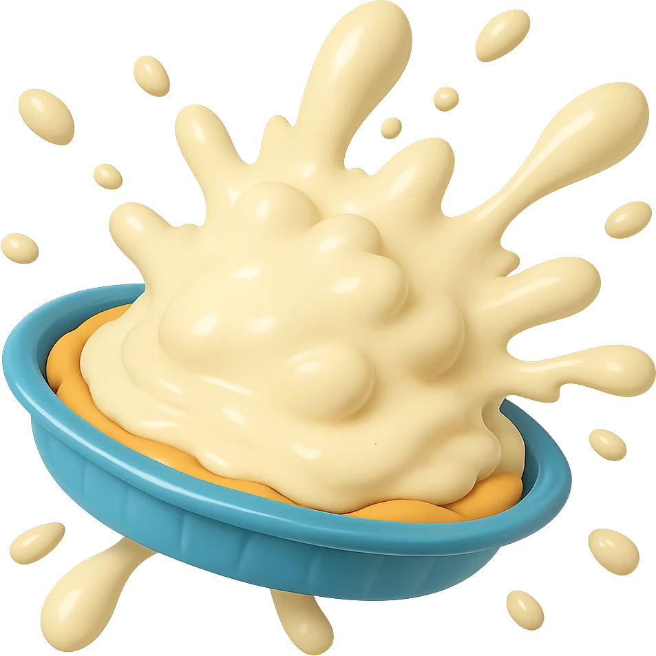 Remove the background so only the cream pie splat is visible. Keep the playful 3D emoji style, golden brown crust, and dynamic angle. emoji
