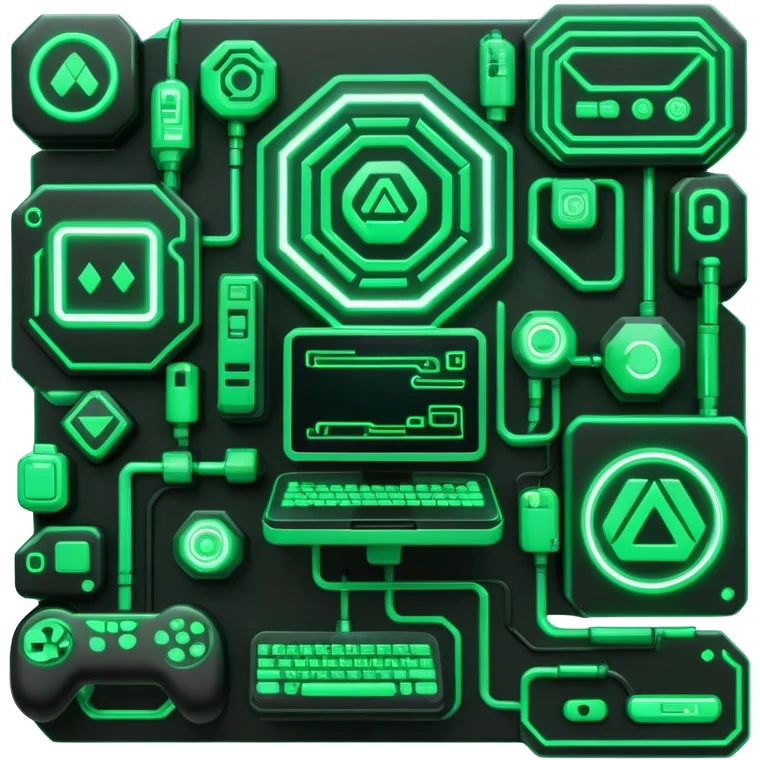 Modern Black And Green Cyber Gaming Aesthetic Scenery Deco emoji