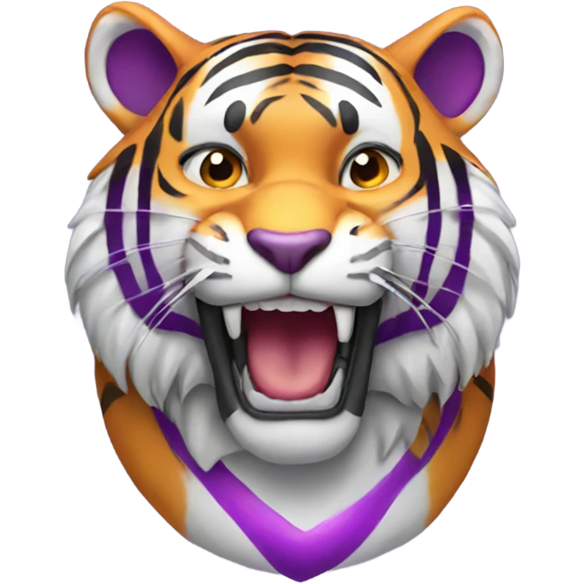Tiger with big purple heart emoji