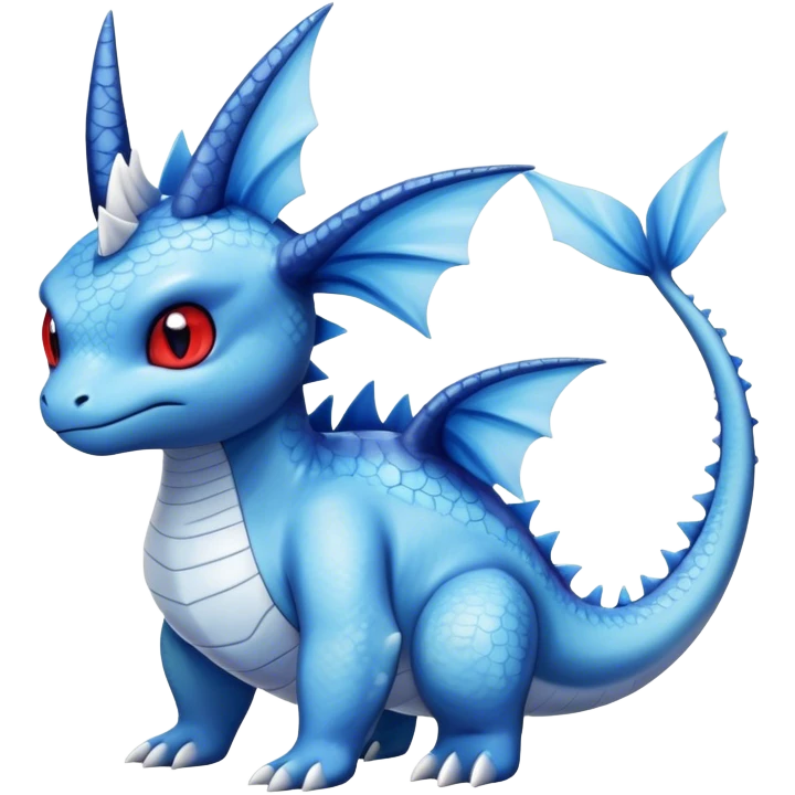 Edgy cool Lapras-Vaporeon-hybrid full body, four legs, red eyes,  emoji