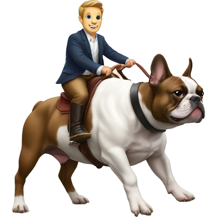 French bulldog riding a bull emoji