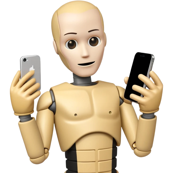 crash test dummy with iphone emoji
