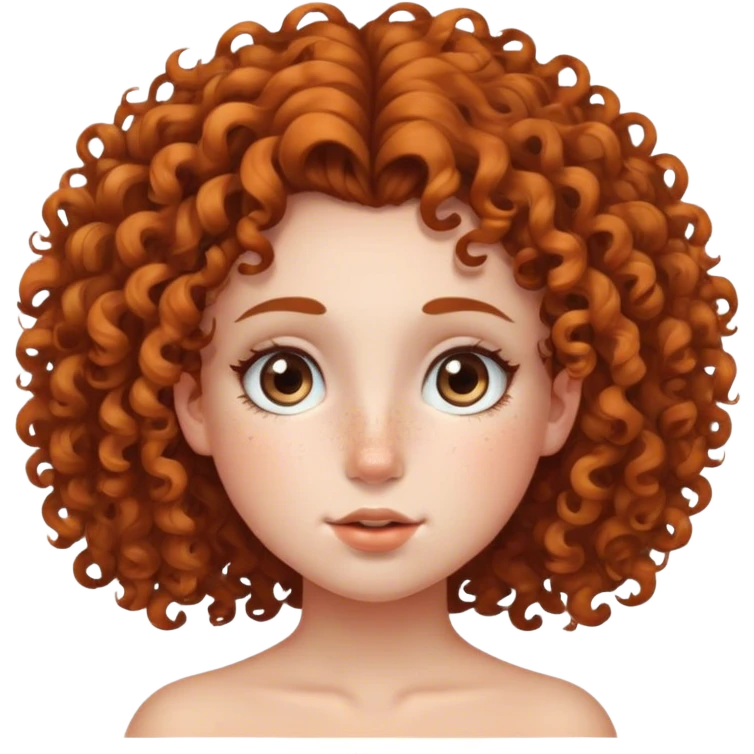 girl with curly hair and freckles and bulbous nose and lots of hair volume  emoji