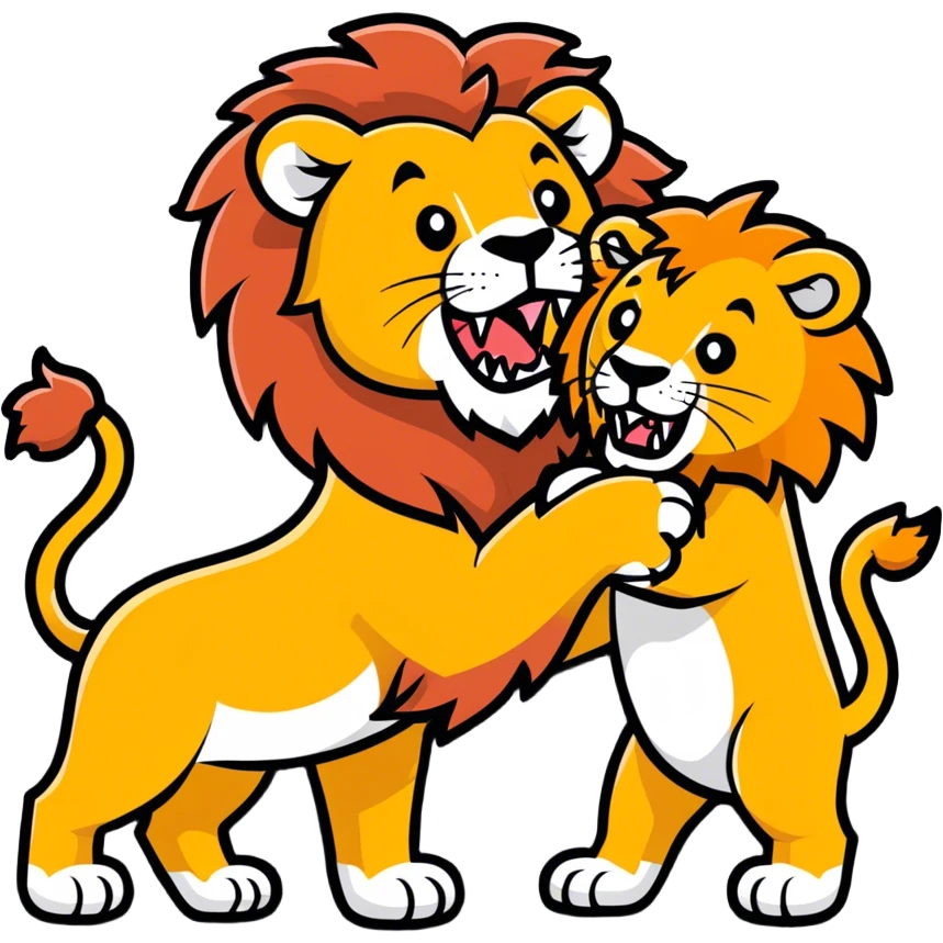 Lion biting lion emoji