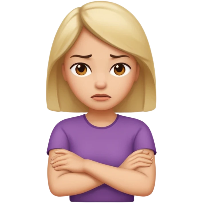 woman arms crossed with irritated small emoji