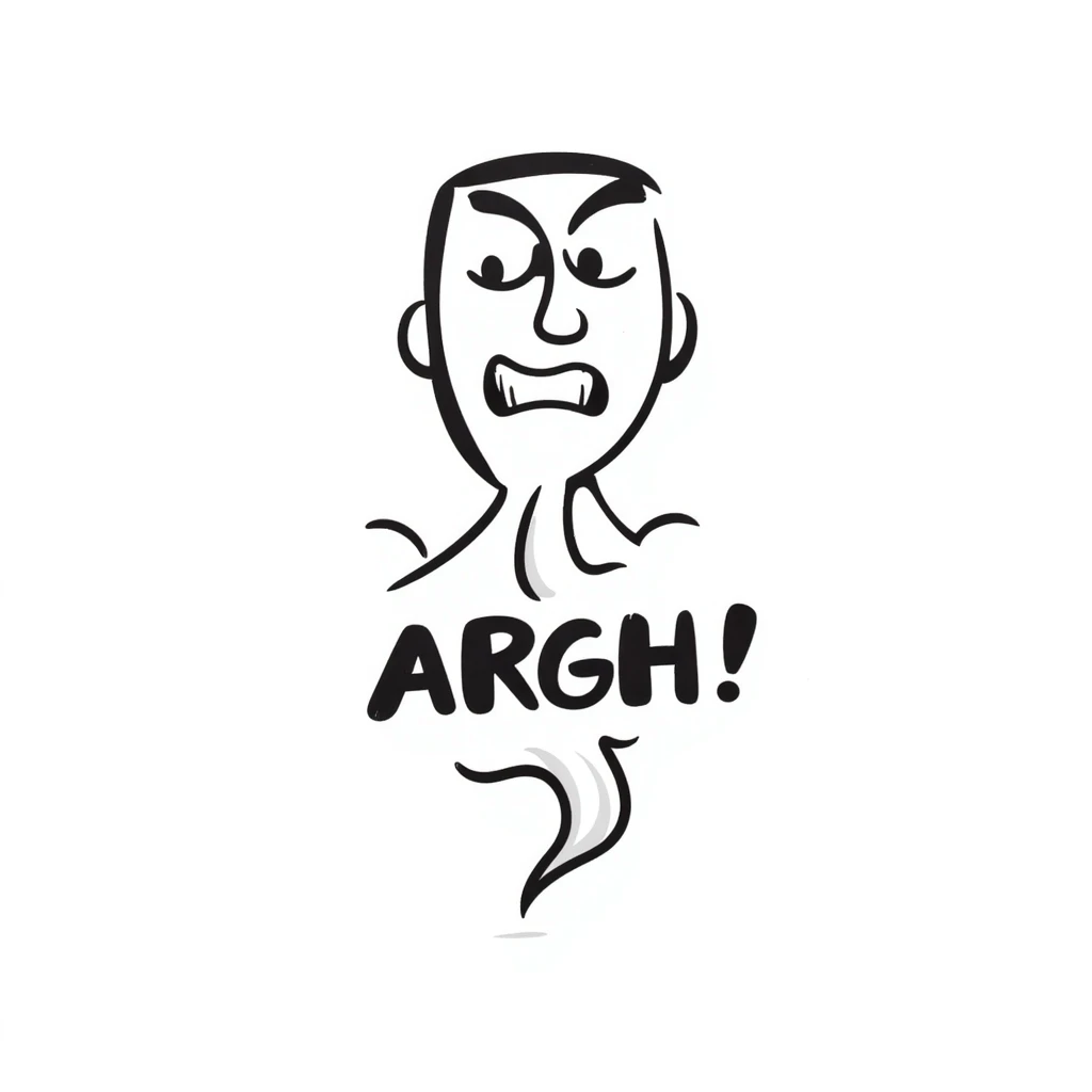 Angry face with steam saying "ARGH!" emoji
