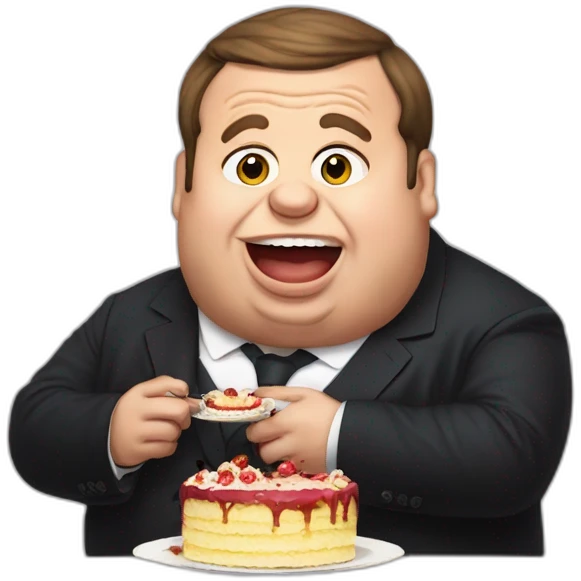 emmanuel macron morbidly obese eating cake emoji