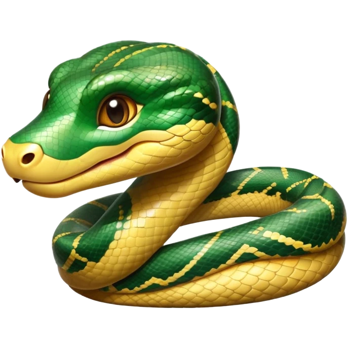 cinematic-cute-anaconda-portrait-emoji,-head-tilted-playfully-and-inquisitively,-with-a-sleek,-shimmering-body-adorned-with-detailed-scale-sriped patterns-and-round,-sparkling-eyes-full-of-wonder,-simplified-yet-irresistibly-adorable-features emoji