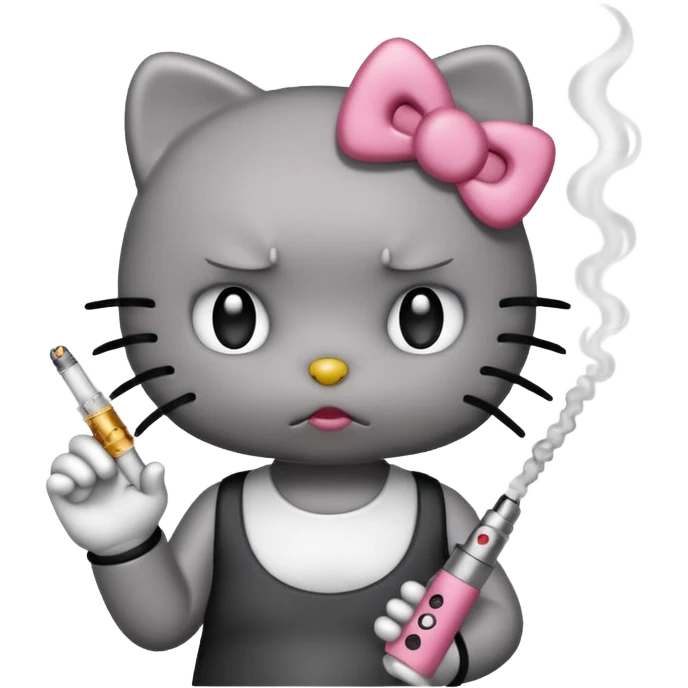 sad hello kitty smoking vape emoji