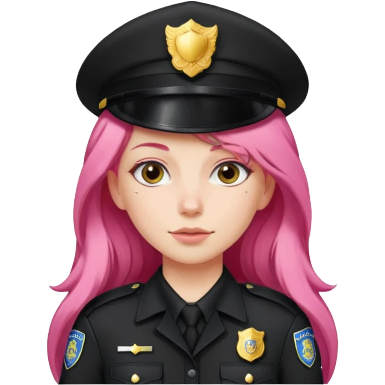 Female POLICE IN black, long pink hair emoji