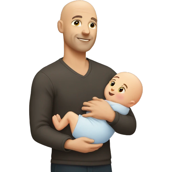 bald man with baby in his arms emoji