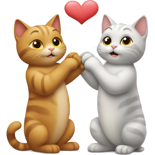 Two cats tails making a heart shape emoji