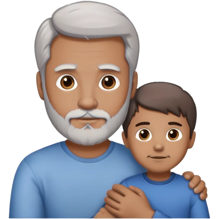 1 adult daddy with brown hair, 1 adult daddy with silver hair and beard, holding the hands of a light brown skinned young boy with dark hair emoji
