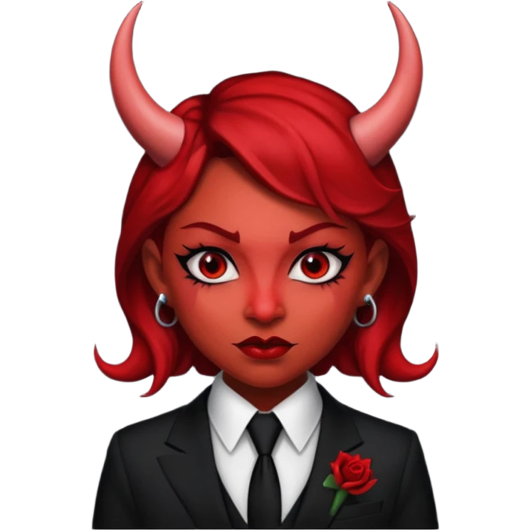 devil woman with tie emoji