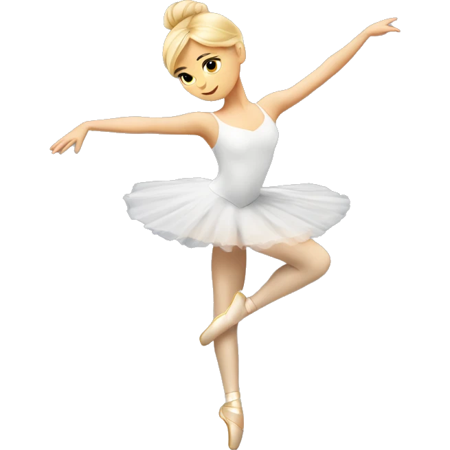 A white ballerina with blonde hair on point doing an arabesque  emoji