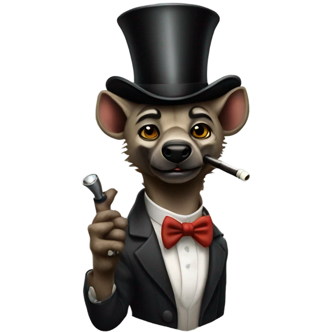 Male, muscular, hyena, smoking pipe, top hat, fancy, high class emoji