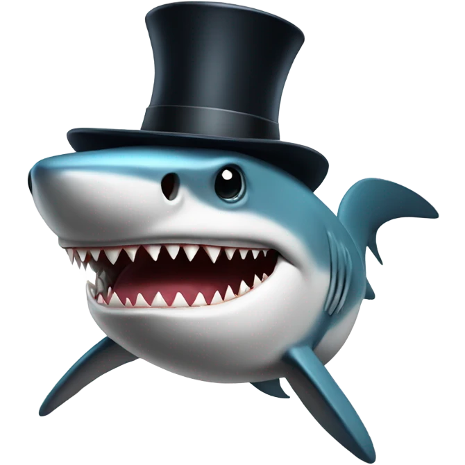 Shark with a top hat emoji