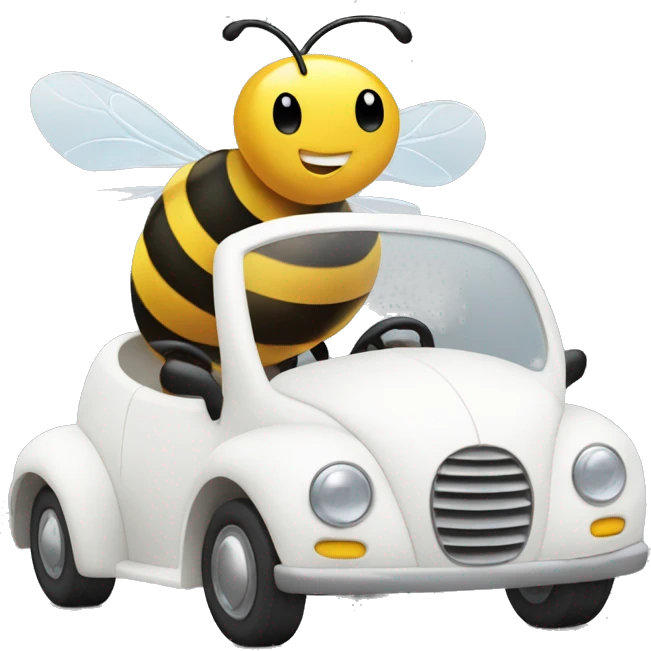 Bee driving a white car  emoji