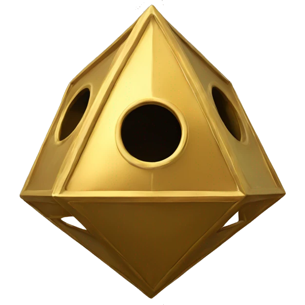 Golden Icosahedron with numbers birdhouse  emoji