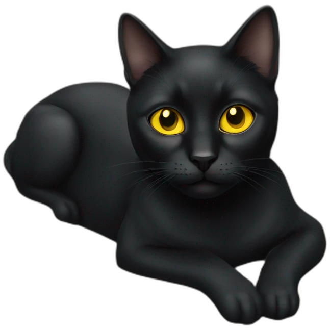 Black cat with yellow eyes emoji