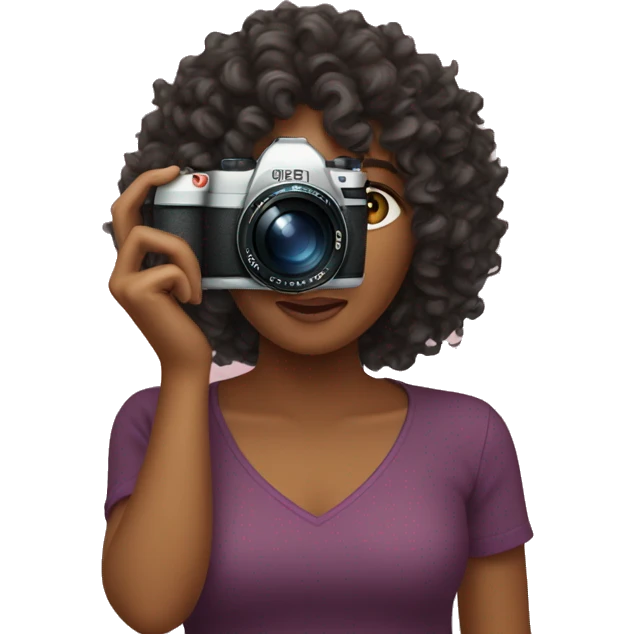 camera woman curly hair emoji