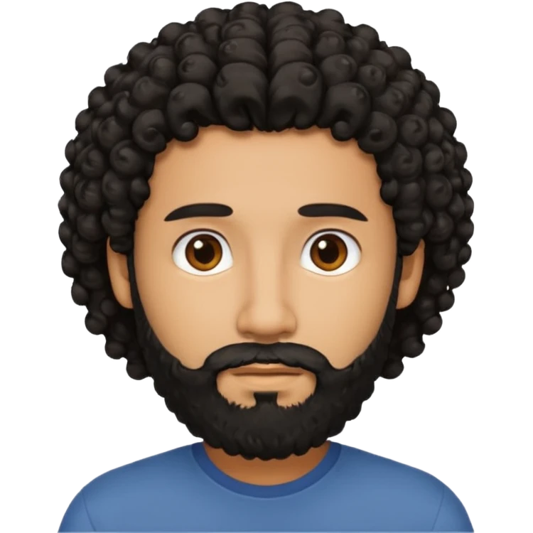 This is a cartoon-style avatar of a man with curly black hair, a beard, and a calm expression  emoji