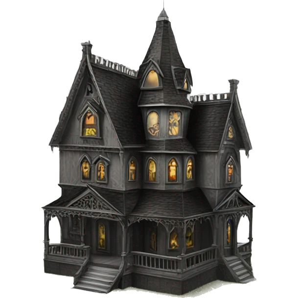 Realistic Huge ornate gothic Cardboard haunted house  emoji