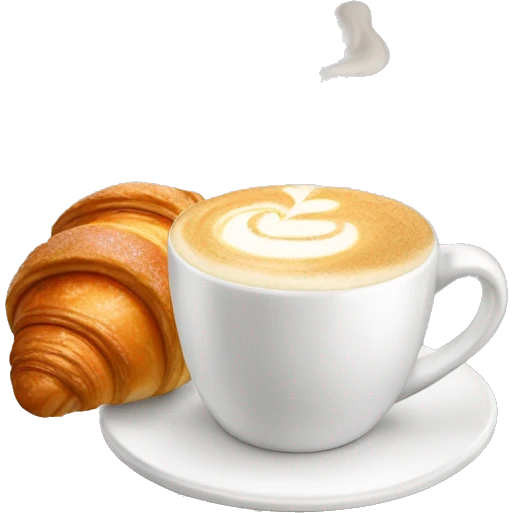 Cup of cappuccino with croissant emoji