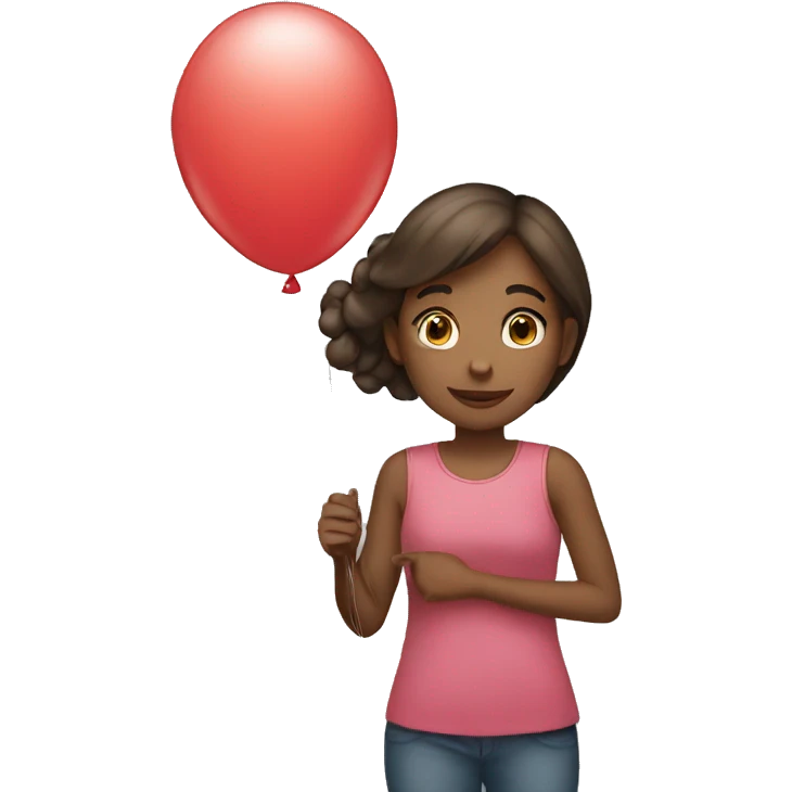 Girl holding balloon emoji