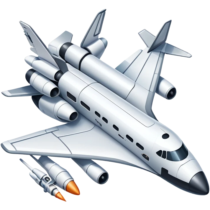 An icon featuring a space shuttle, a drone, and an airplane, symbolizing aerospace technology. The design includes rockets, flight paths, and satellites, representing space exploration and aviation. Transparent background highlights the cutting-edge technologies in air and space travel emoji