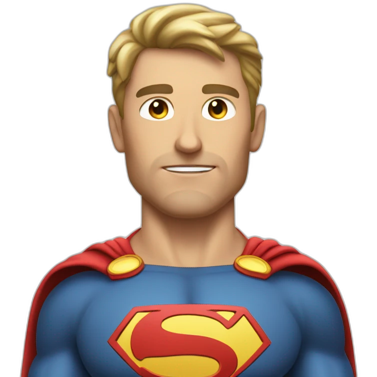 Caucasian Superhero upper body with a big F in the chest emoji