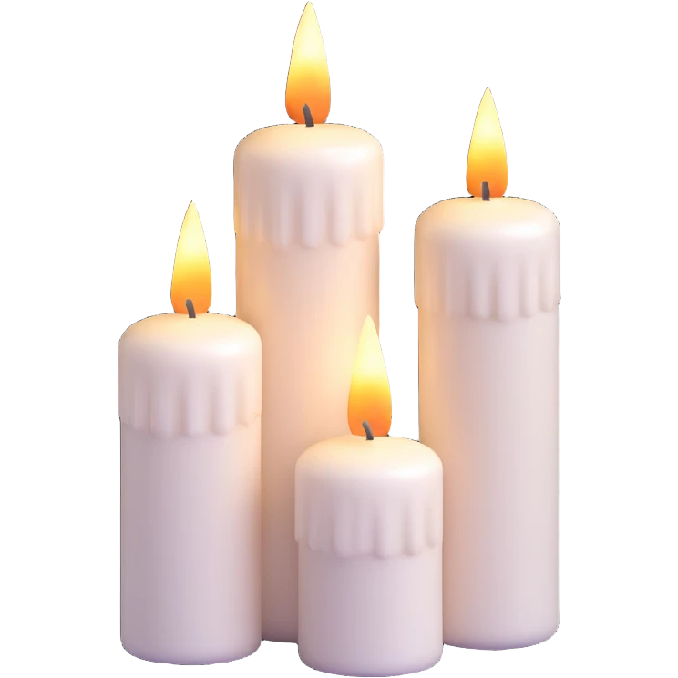 group of three white candles emoji