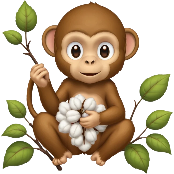 Monkey picking cotton emoji