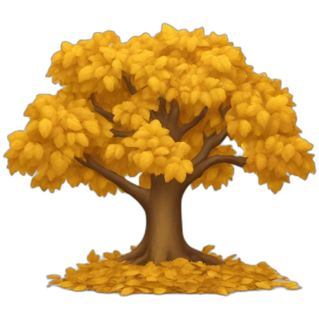 Golden tree with fallen leaves emoji