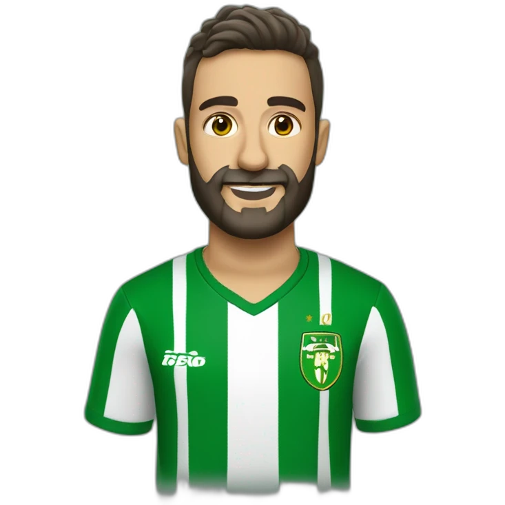 Hombre calvo y con barba y camiseta real Betis emoji