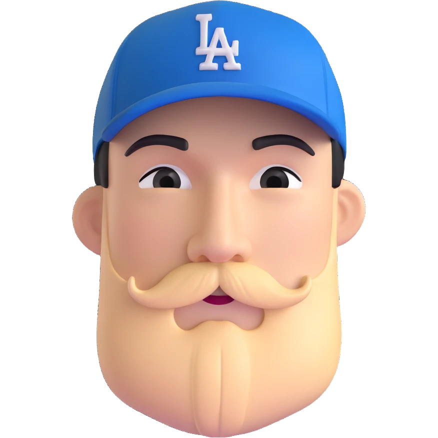 Mexican person with mustache, wearing an LA Dodgers cap emoji