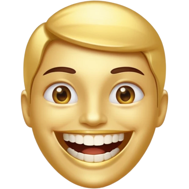 personnage avec un grand sourire, dents en or qui brillent emoji