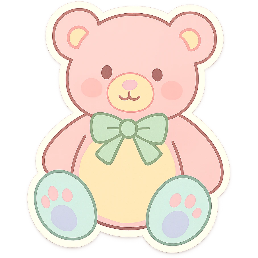 Recolor the teddy bear sticker in soft pastel colors emoji