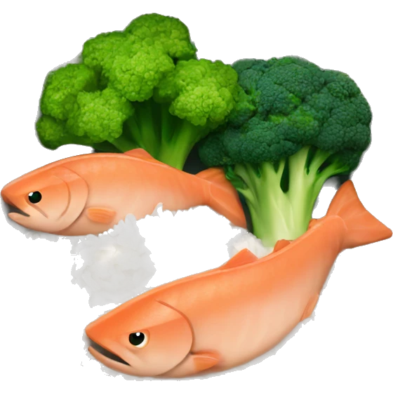 Bowl with rice, Salmon and broccoli pieces  emoji
