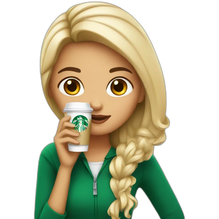 Girl drinking starbucks emoji