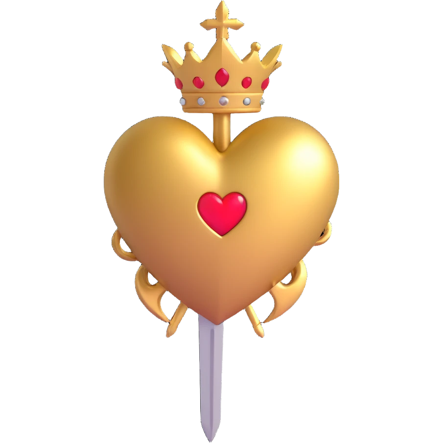 golden heart pierced by a golden dagger, dramatic lighting emoji